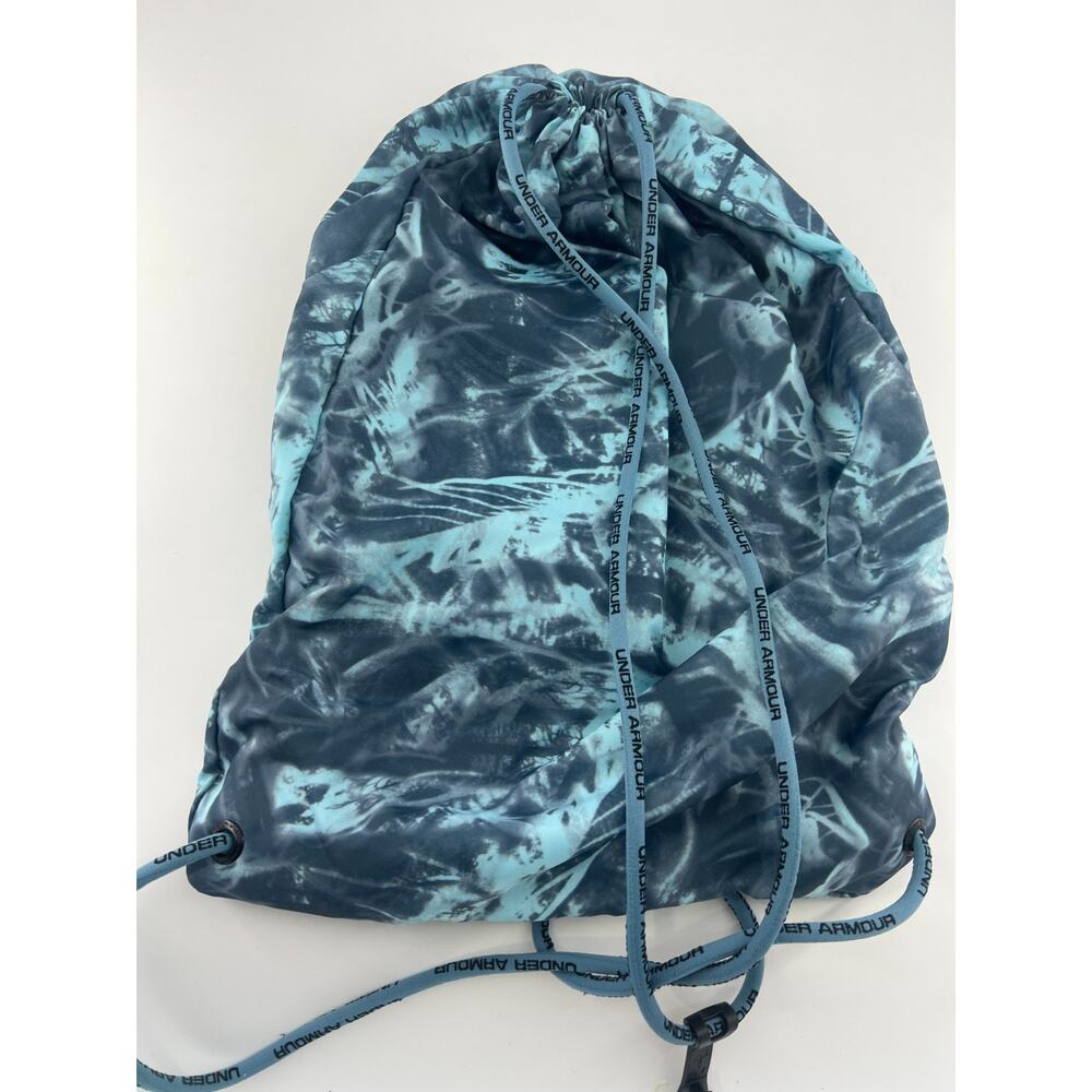 Under Armour Sack Backpack Blue Tie dye Camo School Cinch Bag Zippers - Picture 3 of 5